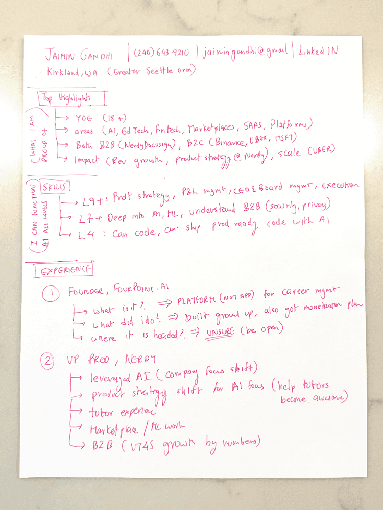Handwritten notes for Iteration 4